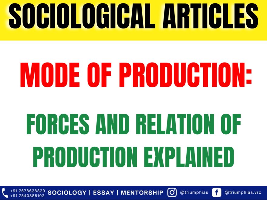Mode of Production: Forces and Relation of Production Explained. Best Sociology Optional Teacher, Best Sociology Optional Coaching, Sociology Optional Syllabus