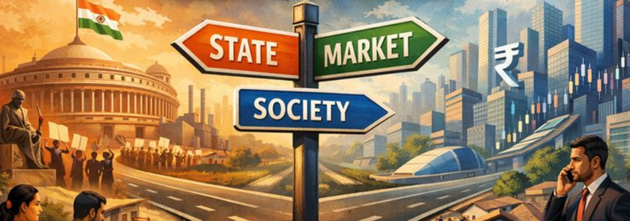 Contemporary India at the Crossroads: A Sociological Analysis of State, Market, and Society