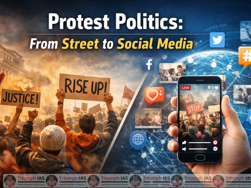 protest politics, sociology optional, UPSC CSE, digital activism, social movements, Castells, Habermas, civil society, online protests