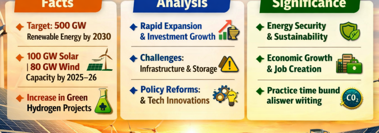India’s Renewable Energy Growth FY 2025–26: Facts, Analysis & UPSC GS Paper 3 Insights